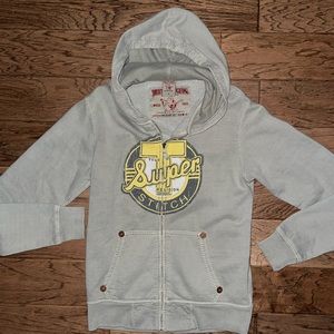 Dead Stock NWOT USA made (2009) True Religion Super T Big T Stitch Hoodie Medium